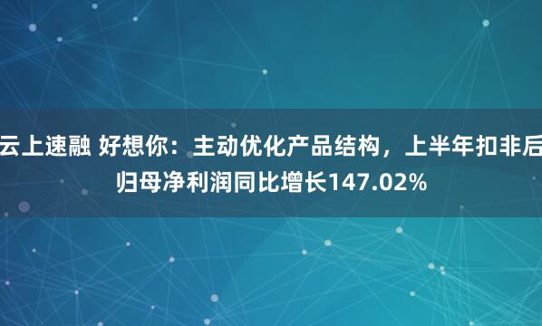 云上速融 好想你：主动优化产品结构，上半年扣非后归母净利润同比增长147.02%